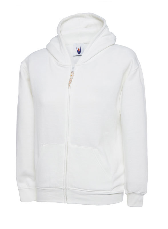 UC506 White Childrens Classic Full Zip Hooded Sweatshirt UC506 White Childrens Classic Full Zip Hooded Sweatshirt