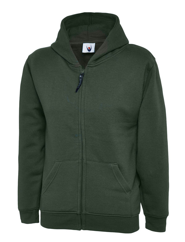 UC506 Bottle Green Childrens Classic Full Zip Hooded Sweatshirt