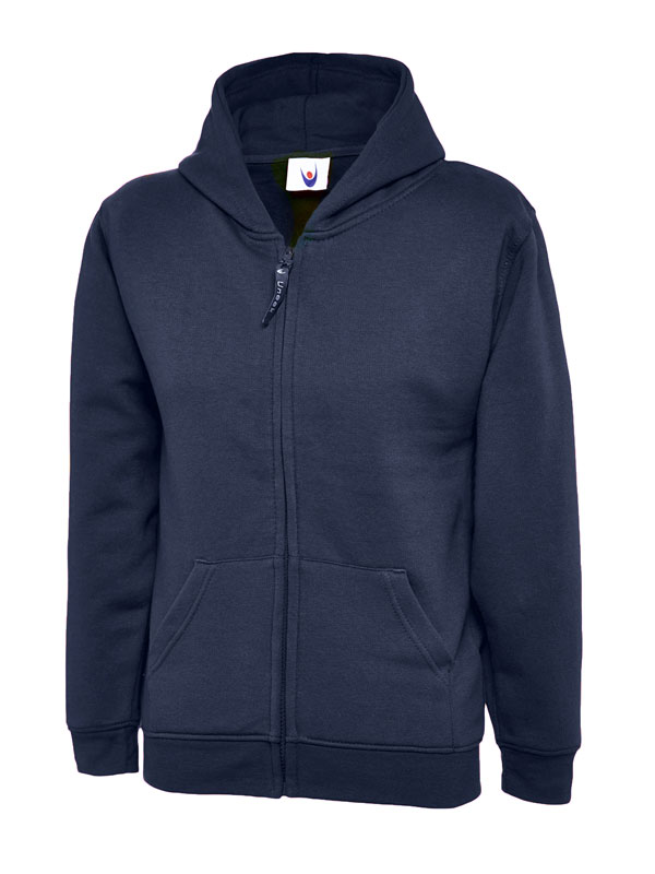UC506 Navy Childrens Classic Full Zip Hooded Sweatshirt