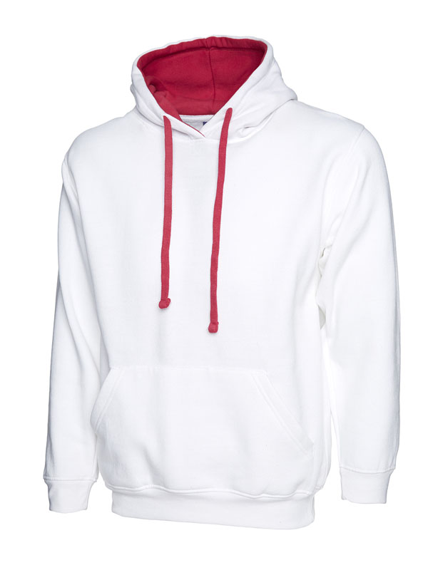 UC507 White/Fuchsia Contrast Hooded Sweatshirt