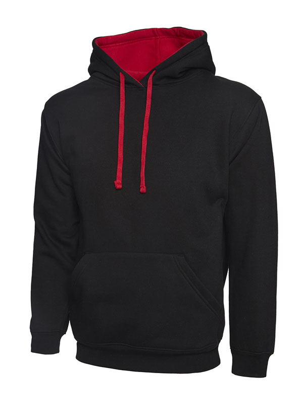 UC507 Black/Red Contrast Hooded Sweatshirt