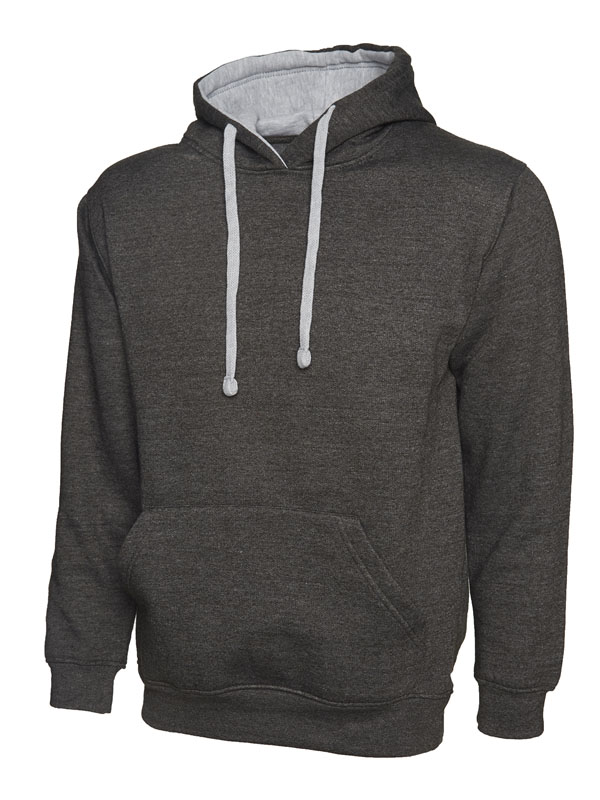 UC507 Charcoal/Heather Grey Contrast Hooded Sweatshirt UC507 Charcoal/Heather Grey Contrast Hooded Sweatshirt