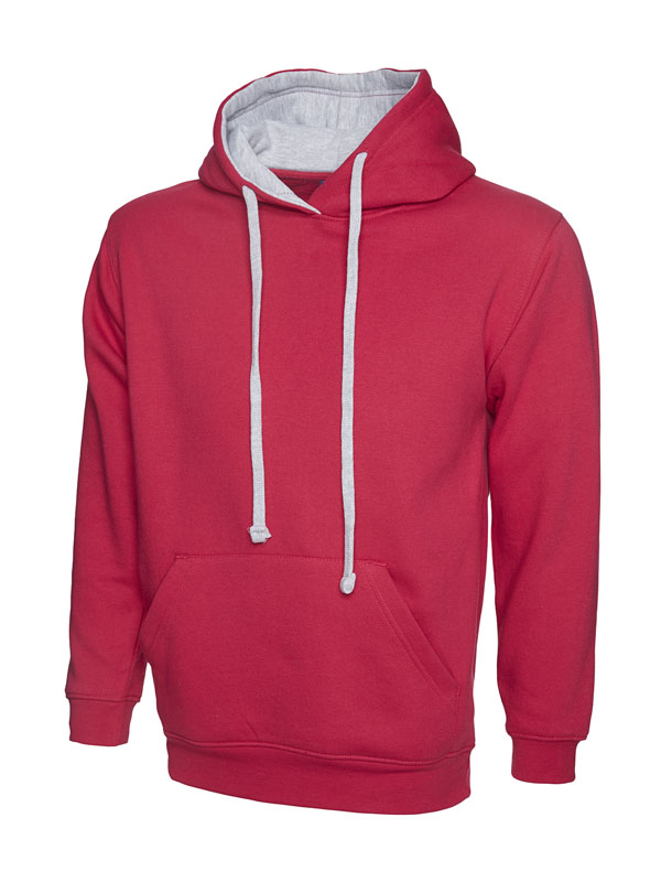 UC507 Fuchsia/Heather Grey Contrast Hooded Sweatshirt