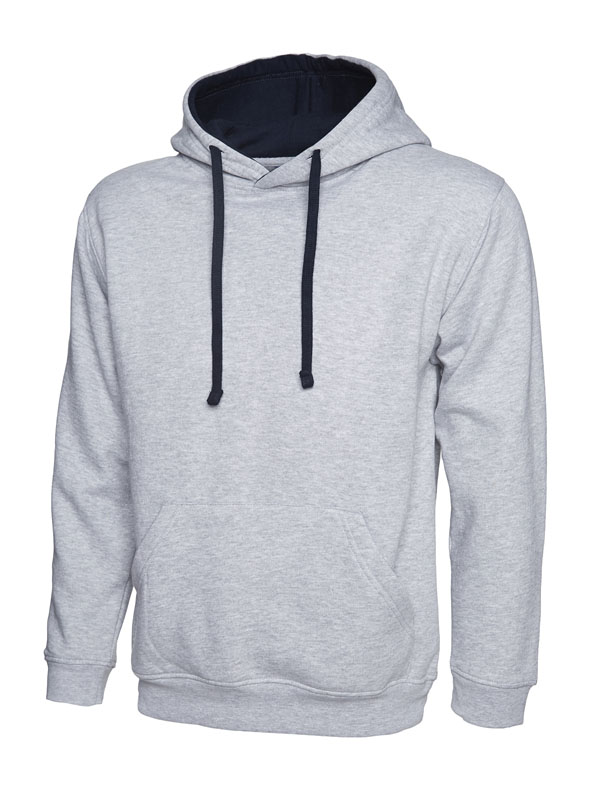 UC507 Heather Grey/Navy Contrast Hooded Sweatshirt UC507 Heather Grey/Navy Contrast Hooded Sweatshirt