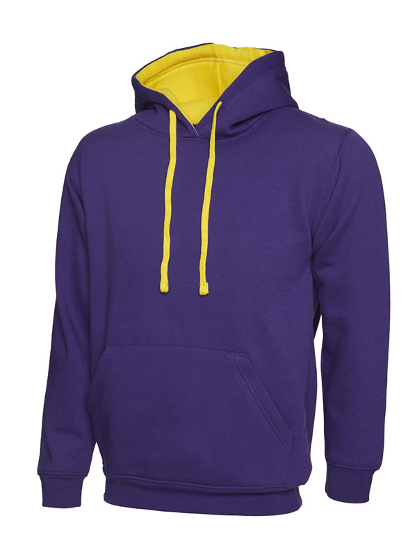 UC507 Purple/Yellow Contrast Hooded Sweatshirt