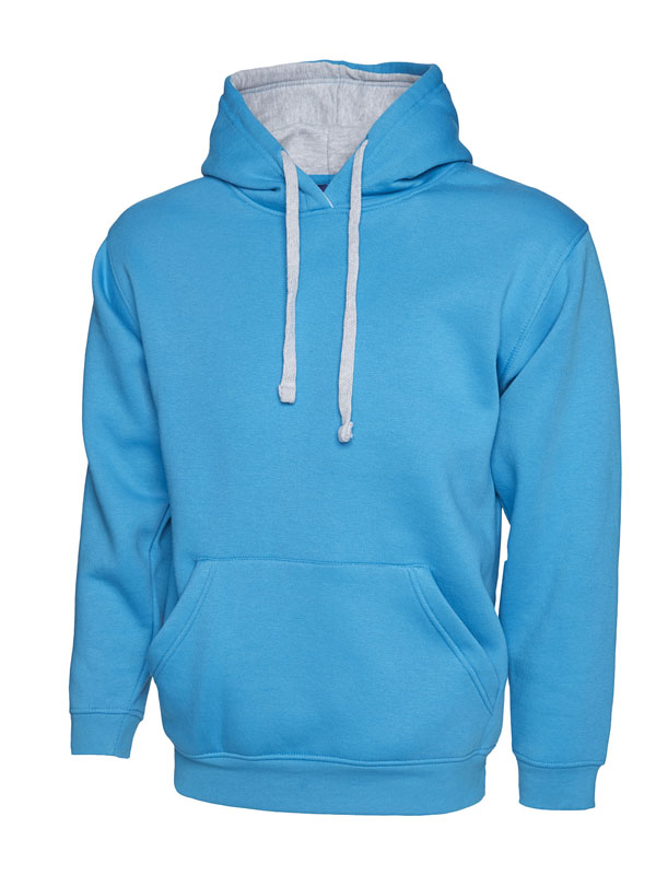 UC507 Sapphire/Heather Grey Contrast Hooded Sweatshirt
