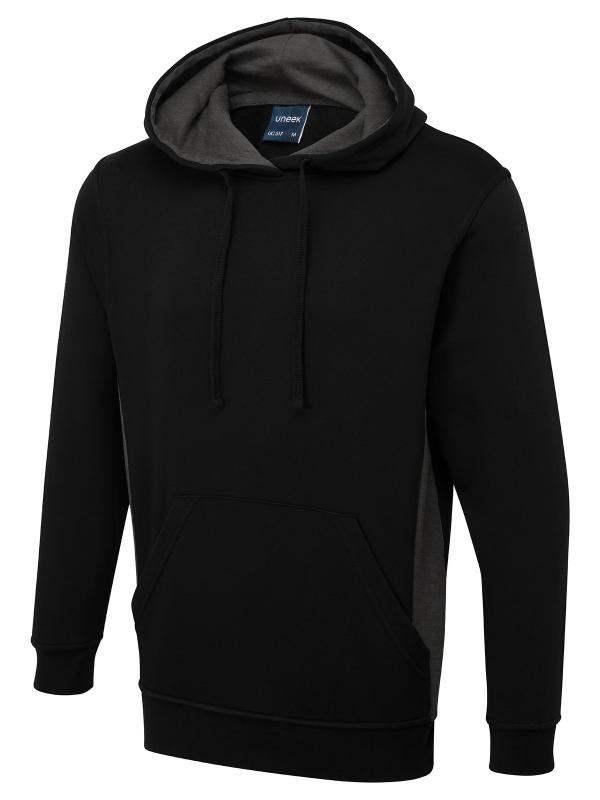 UC517 Black/Charcoal Two Tone Hooded Sweatshirt