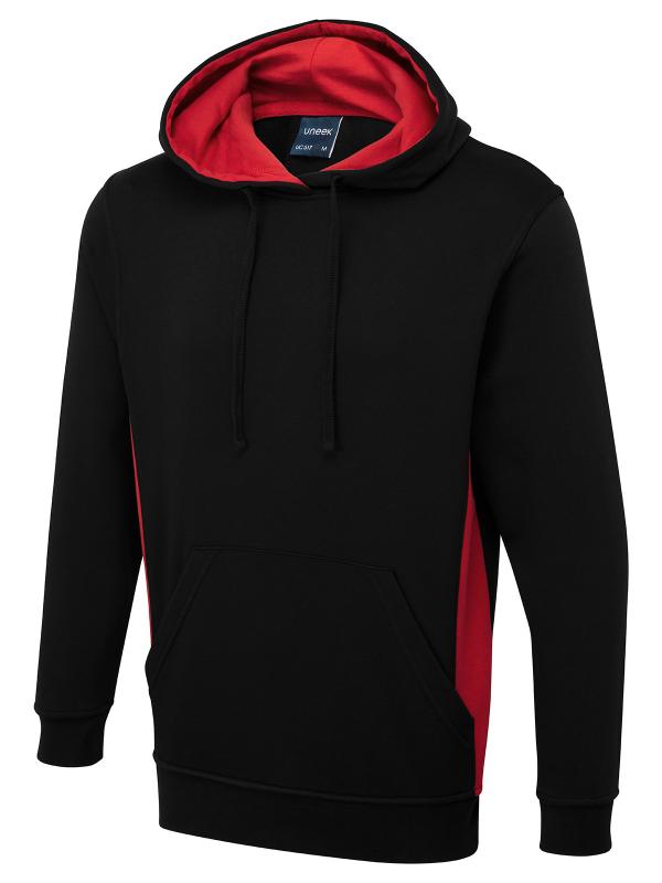 UC517 Black/Red Two Tone Hooded Sweatshirt UC517 Black/Red Two Tone Hooded Sweatshirt
