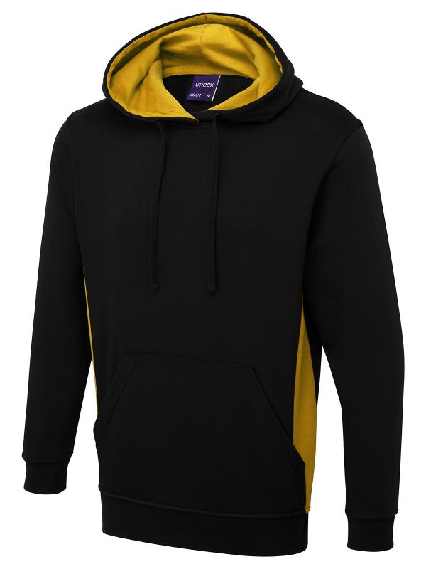 UC517 Black/Yellow Two Tone Hooded Sweatshirt