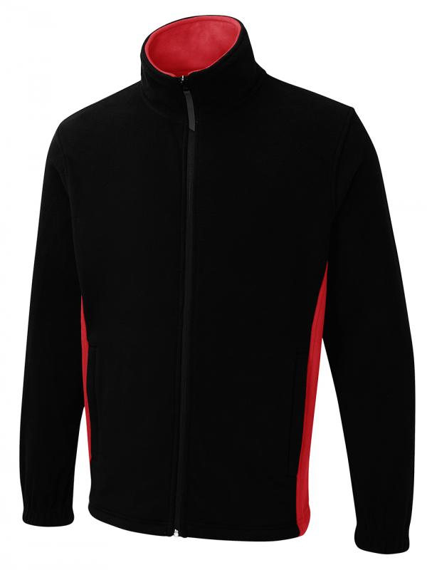 UC617 Black/Red Two Tone Full Zip Fleece Jacket