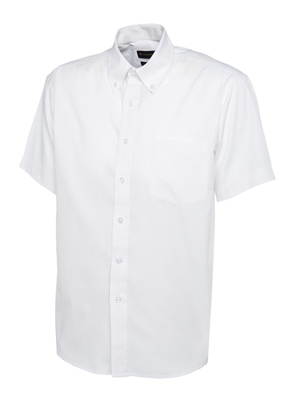 UC702 White Mens Pinpoint Oxford Half Sleeve Shirt