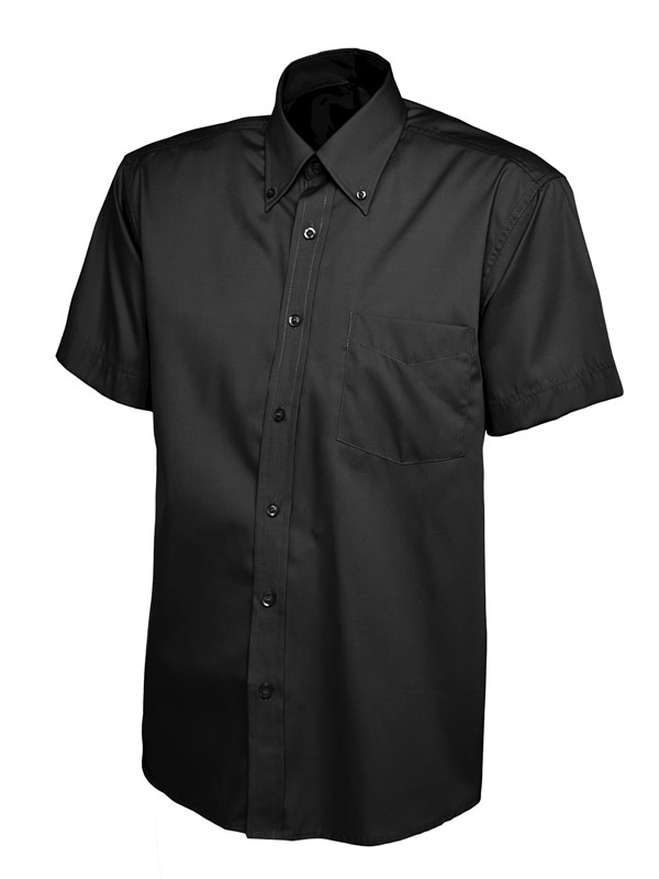 UC702 Black Mens Pinpoint Oxford Half Sleeve Shirt