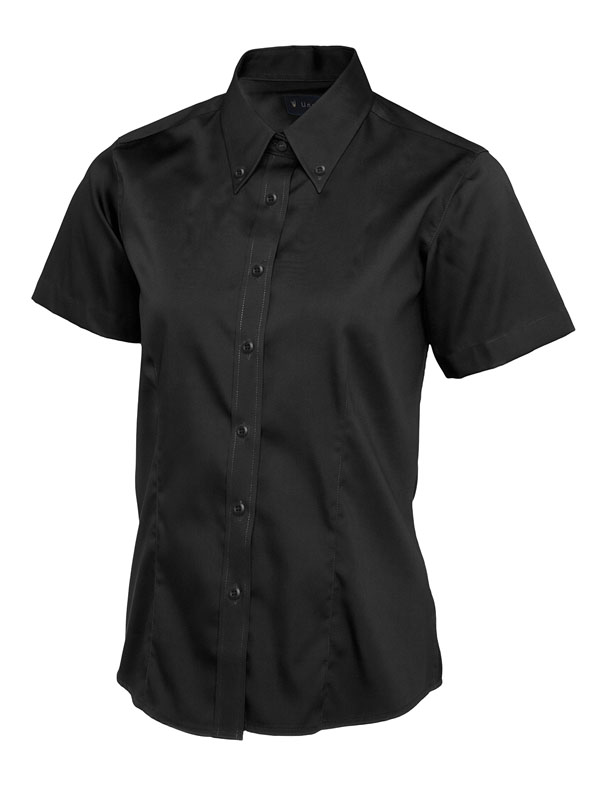 UC704 Black Ladies Pinpoint Oxford Half Sleeve Shirt