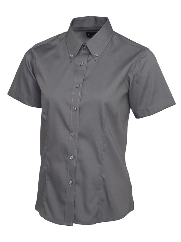 UC704 Charcoal Ladies Pinpoint Oxford Half Sleeve Shirt UC704 Charcoal Ladies Pinpoint Oxford Half Sleeve Shirt