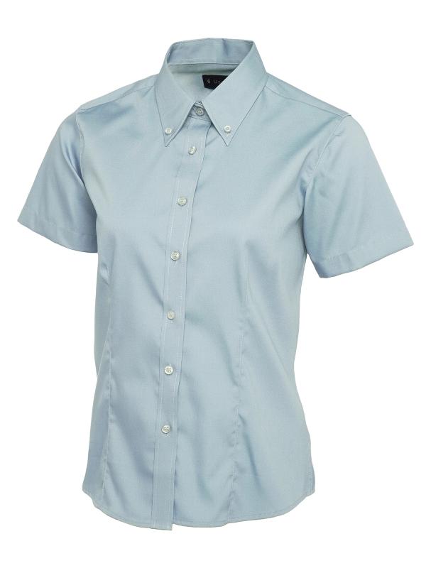 UC704 Light Blue Ladies Pinpoint Oxford Half Sleeve Shirt UC704 Light Blue Ladies Pinpoint Oxford Half Sleeve Shirt