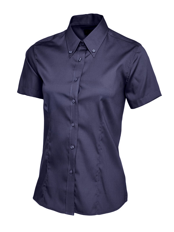 UC704 Navy Ladies Pinpoint Oxford Half Sleeve Shirt