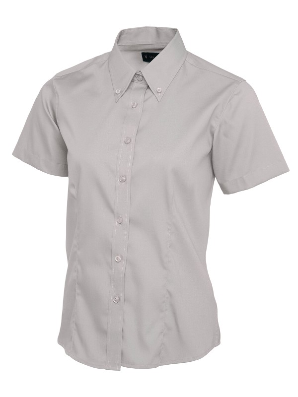 UC704 Silver Grey Ladies Pinpoint Oxford Half Sleeve Shirt UC704 Silver Grey Ladies Pinpoint Oxford Half Sleeve Shirt