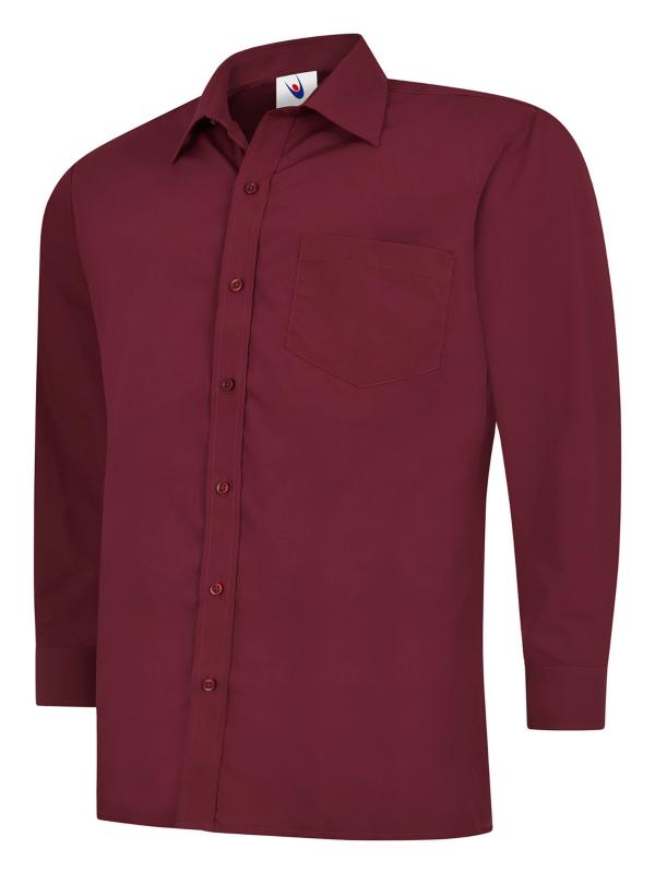 UC709 Burgundy Mens Poplin Full Sleeve Shirt UC709 Burgundy Mens Poplin Full Sleeve Shirt