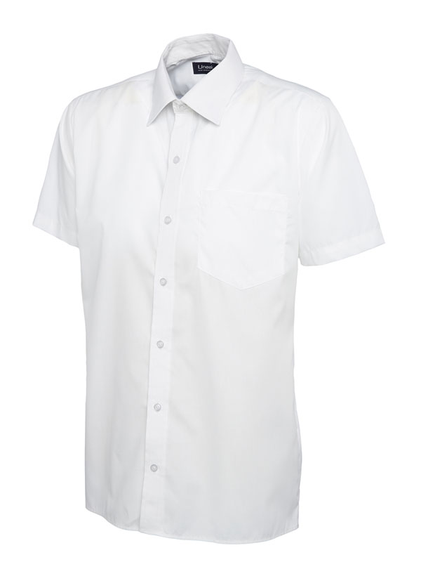 UC710 White Mens Poplin Half Sleeve Shirt
