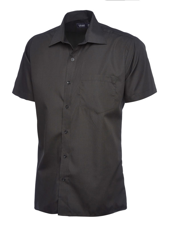 UC710 Black Mens Poplin Half Sleeve Shirt