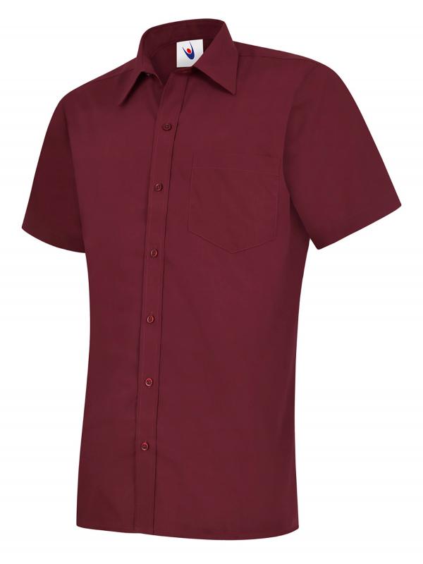 UC710 Burgundy Mens Poplin Half Sleeve Shirt