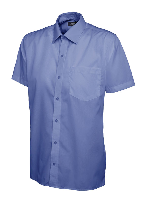 UC710 Mid Blue Mens Poplin Half Sleeve Shirt