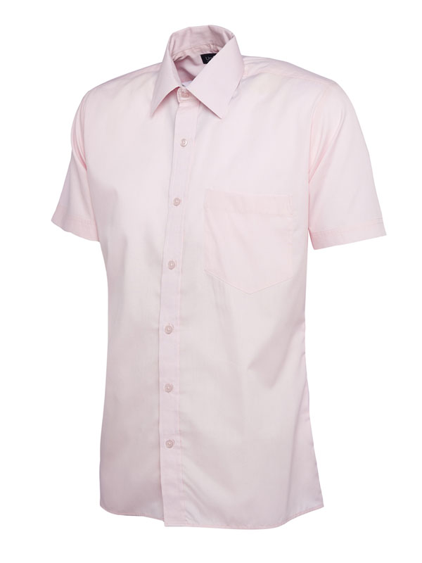 UC710 Pink Mens Poplin Half Sleeve Shirt