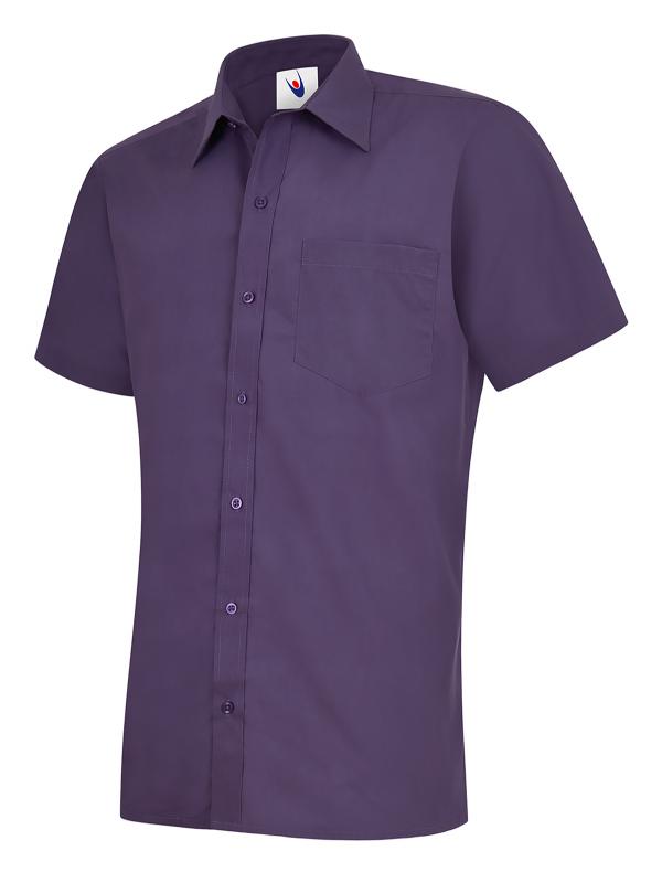 UC710 Purple Mens Poplin Half Sleeve Shirt