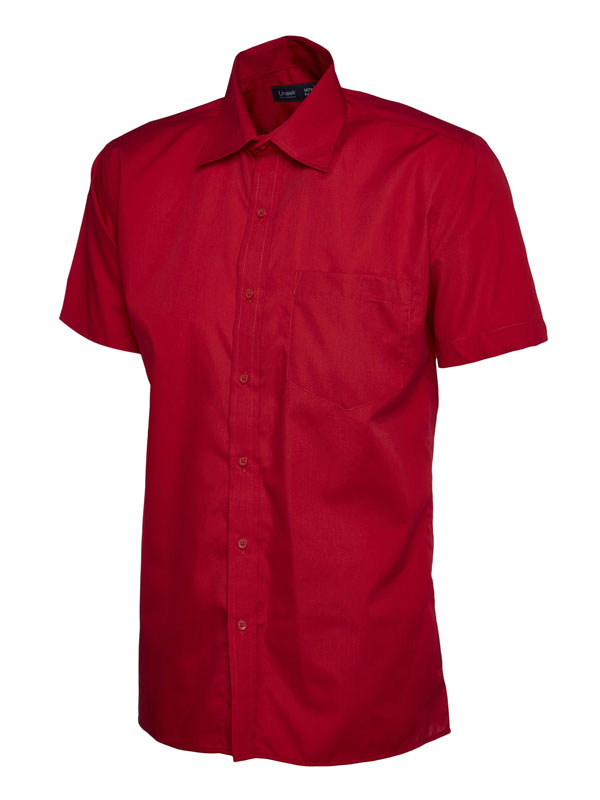 UC710 Red Mens Poplin Half Sleeve Shirt