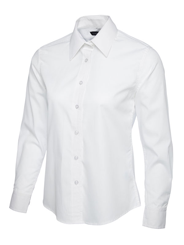 UC711 White Ladies Poplin Full Sleeve Shirt UC711 White Ladies Poplin Full Sleeve Shirt