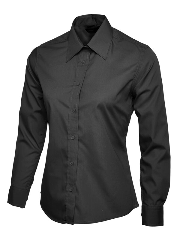 UC711 Black Ladies Poplin Full Sleeve Shirt UC711 Black Ladies Poplin Full Sleeve Shirt