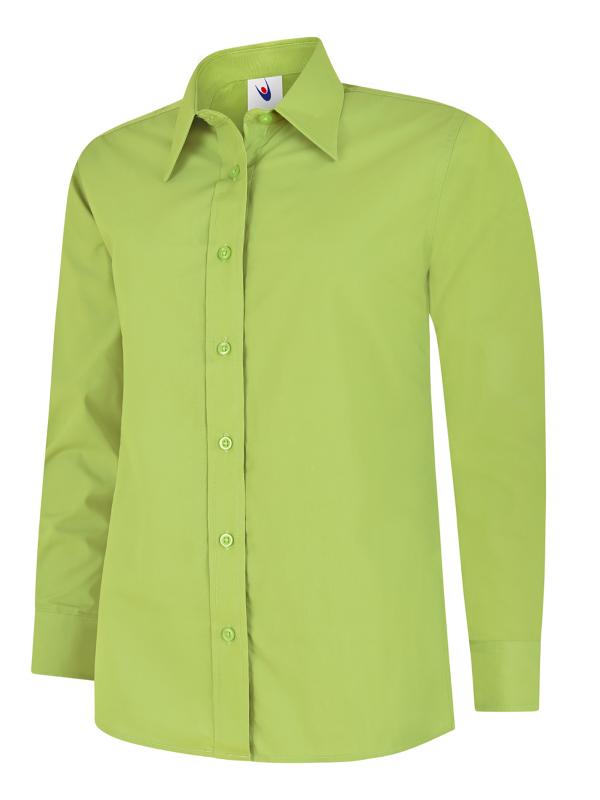 UC711 Lime Ladies Poplin Full Sleeve Shirt