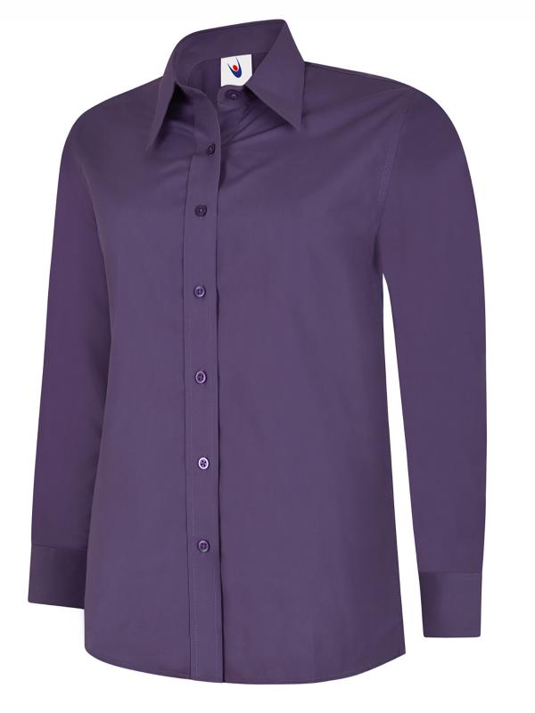 UC711 Purple Ladies Poplin Full Sleeve Shirt