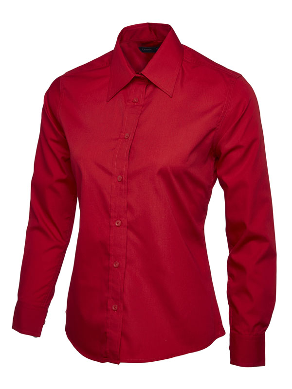 UC711 Red Ladies Poplin Full Sleeve Shirt UC711 Red Ladies Poplin Full Sleeve Shirt