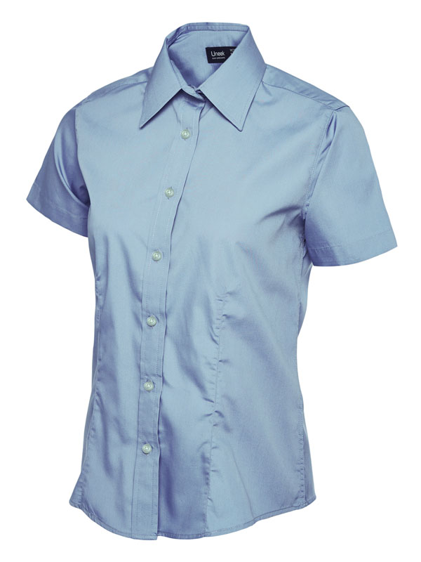 UC712 Light Blue Ladies Poplin Half Sleeve Shirt UC712 Light Blue Ladies Poplin Half Sleeve Shirt