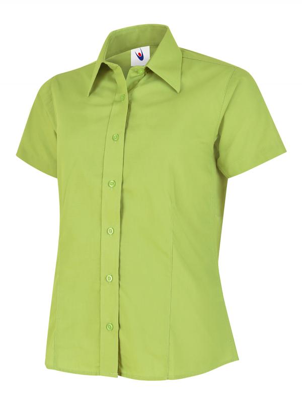 UC712 Lime Ladies Poplin Half Sleeve Shirt
