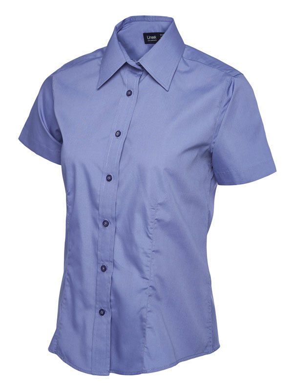 UC712 Mid Blue Ladies Poplin Half Sleeve Shirt UC712 Mid Blue Ladies Poplin Half Sleeve Shirt