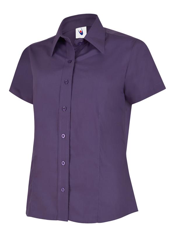 UC712 Purple Ladies Poplin Half Sleeve Shirt