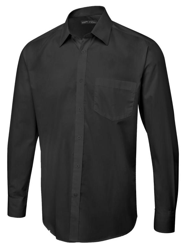 UC713 Black Men’s Long Sleeve Poplin Shirt