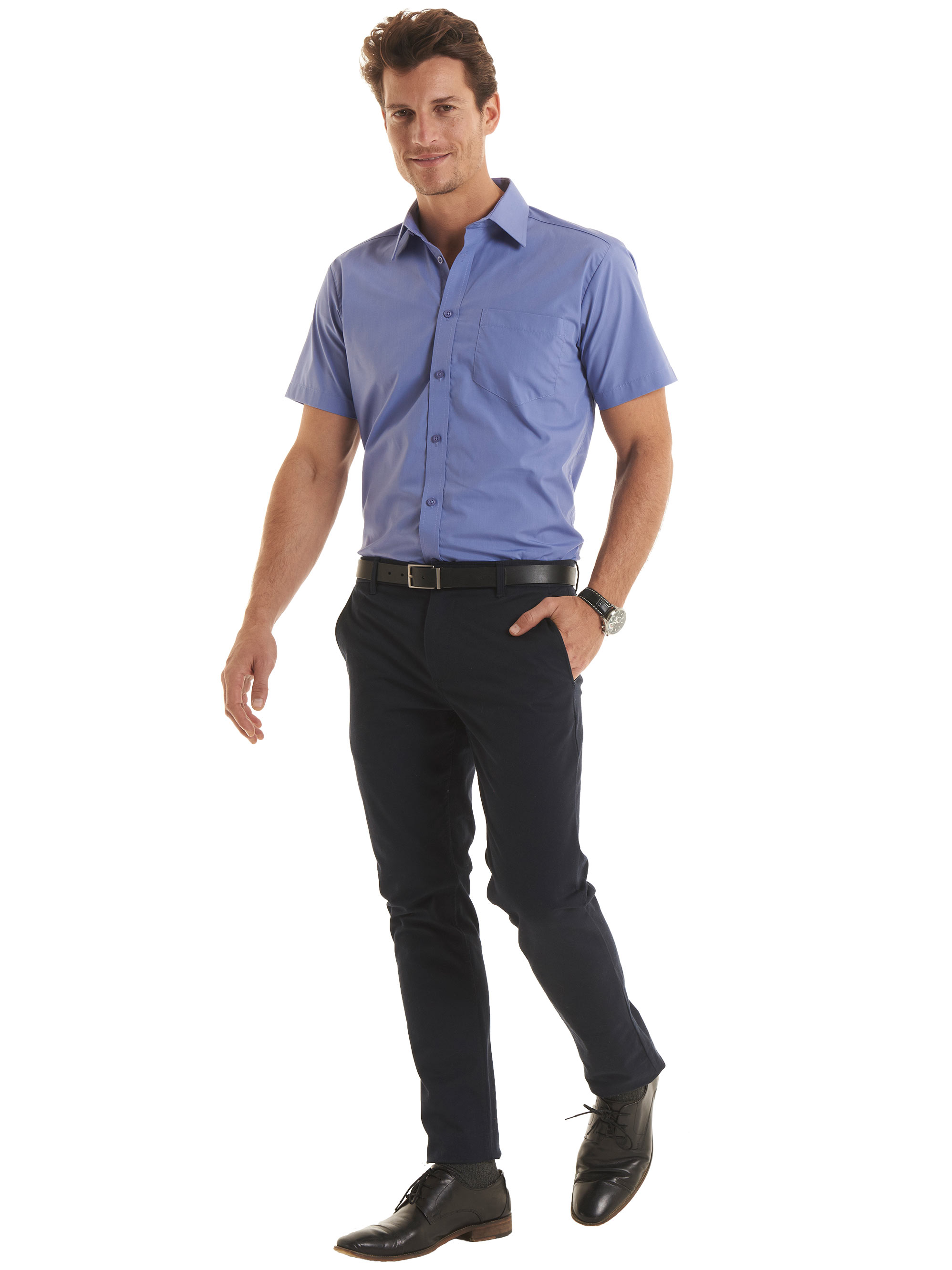 UC714 Black Men’s Short Sleeve Poplin Shirt