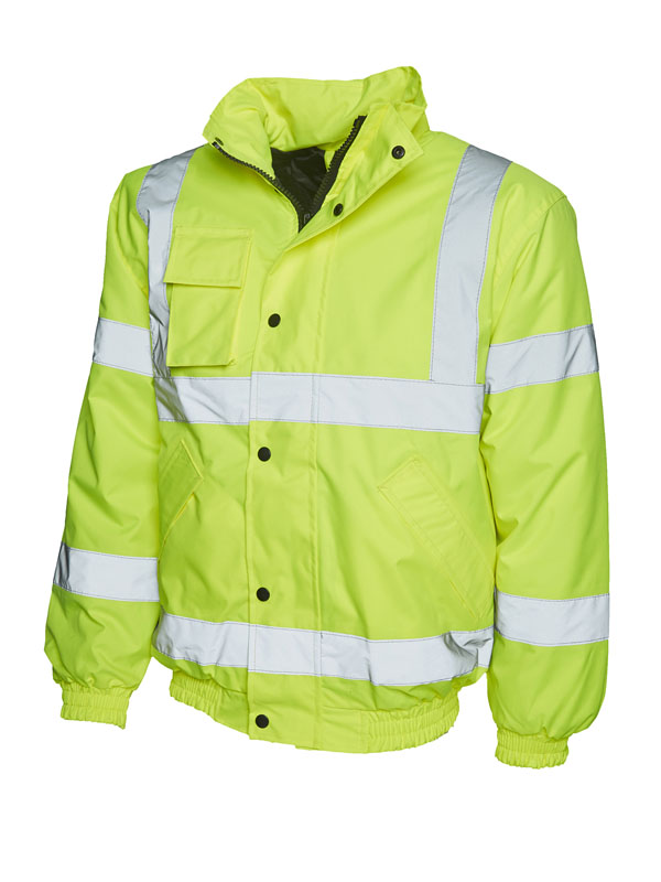 UC804 Yellow Hi Vis Bomber Jacket