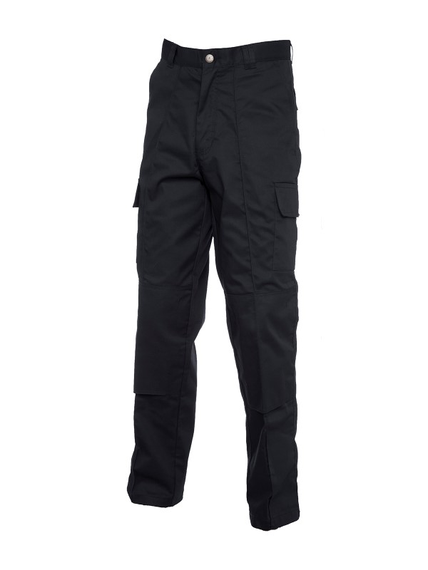 UC904L Black Cargo Trouser with Knee Pad Pockets Long