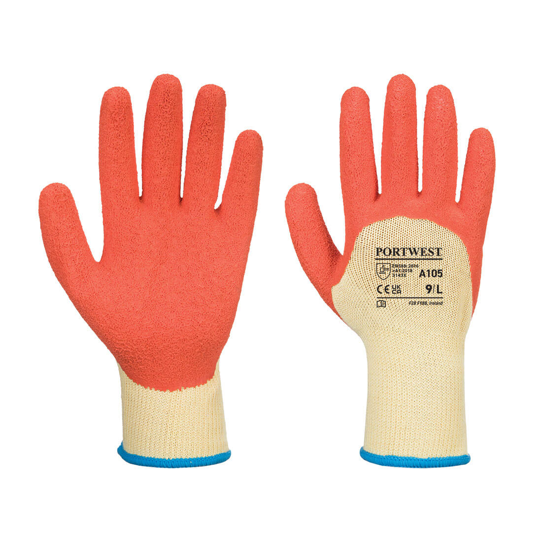 A105 Grip 10 Latex 3/4 Dipped Glove Yellow/Orange A105 Grip 10 Latex 3/4 Dipped Glove Yellow/Orange