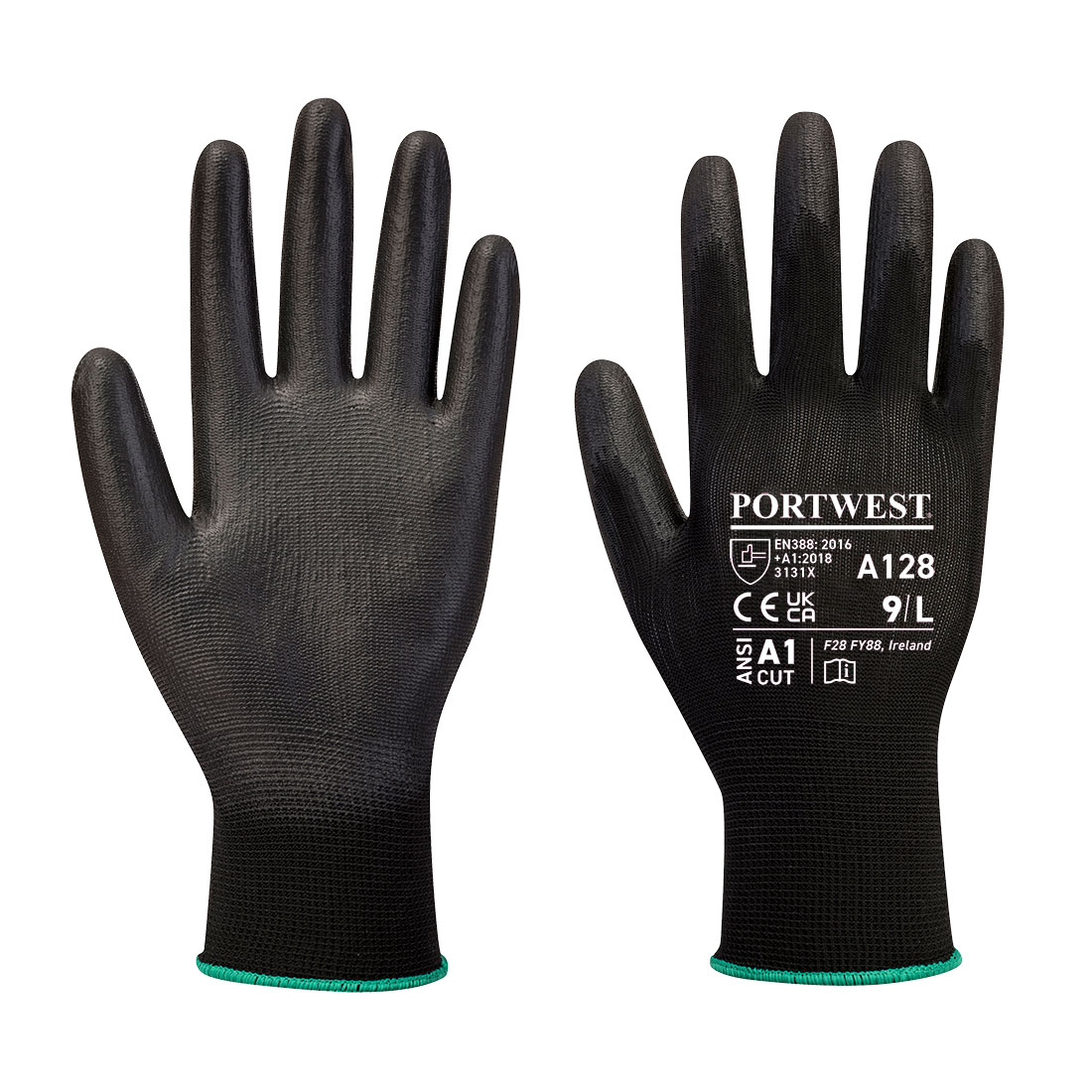 A128 PU Palm Glove Latex Free (Retail Pack) Black A128 PU Palm Glove Latex Free (Retail Pack) Black
