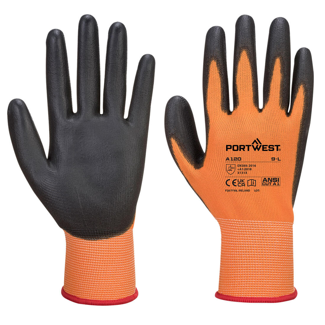 A120 Grip 13 PU Palm Glove Orange/Black A120 Grip 13 PU Palm Glove Orange/Black