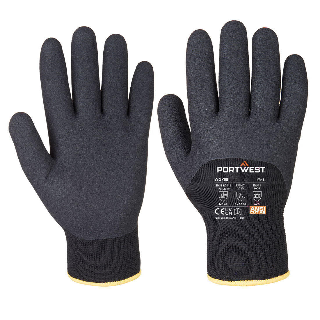A146 Cold 15 Nitrile Sandy 3/4 Dipped Glove Black A146 Cold 15 Nitrile Sandy 3/4 Dipped Glove Black