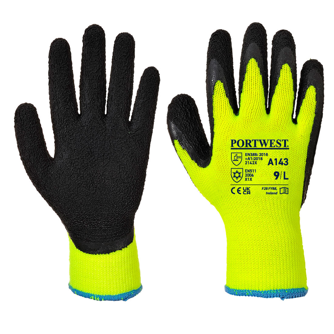 A143 Cold 10 Latex Foam Glove Yellow/Black A143 Cold 10 Latex Foam Glove Yellow/Black