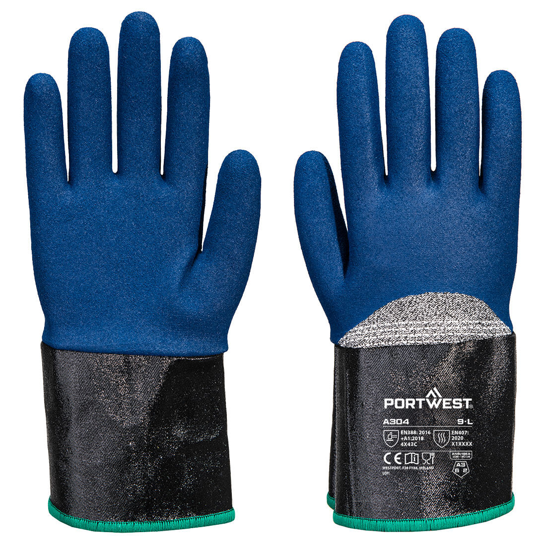 A304 Grip C13 Nitrile Foam Extend Cuff Glove Grey/Blue