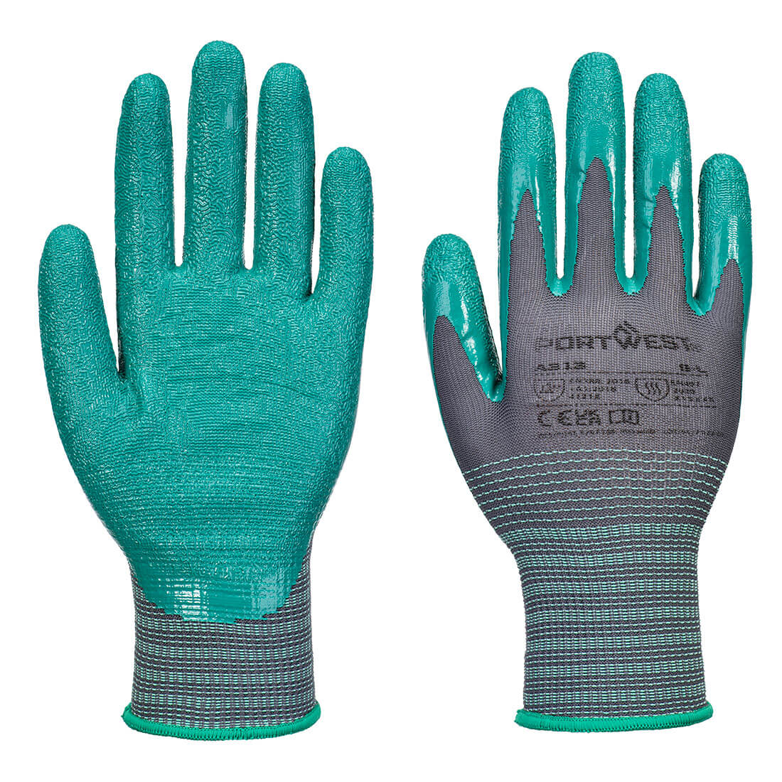 A313 Grip 15 Nitrile Crinkle Glove Grey/Green A313 Grip 15 Nitrile Crinkle Glove Grey/Green