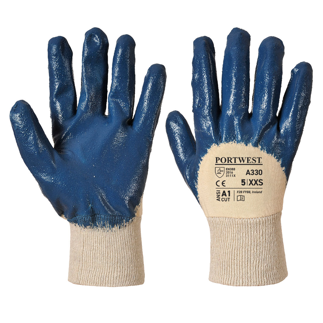 A330 Grip 12 Nitrile Light Knitwrist Glove Navy
